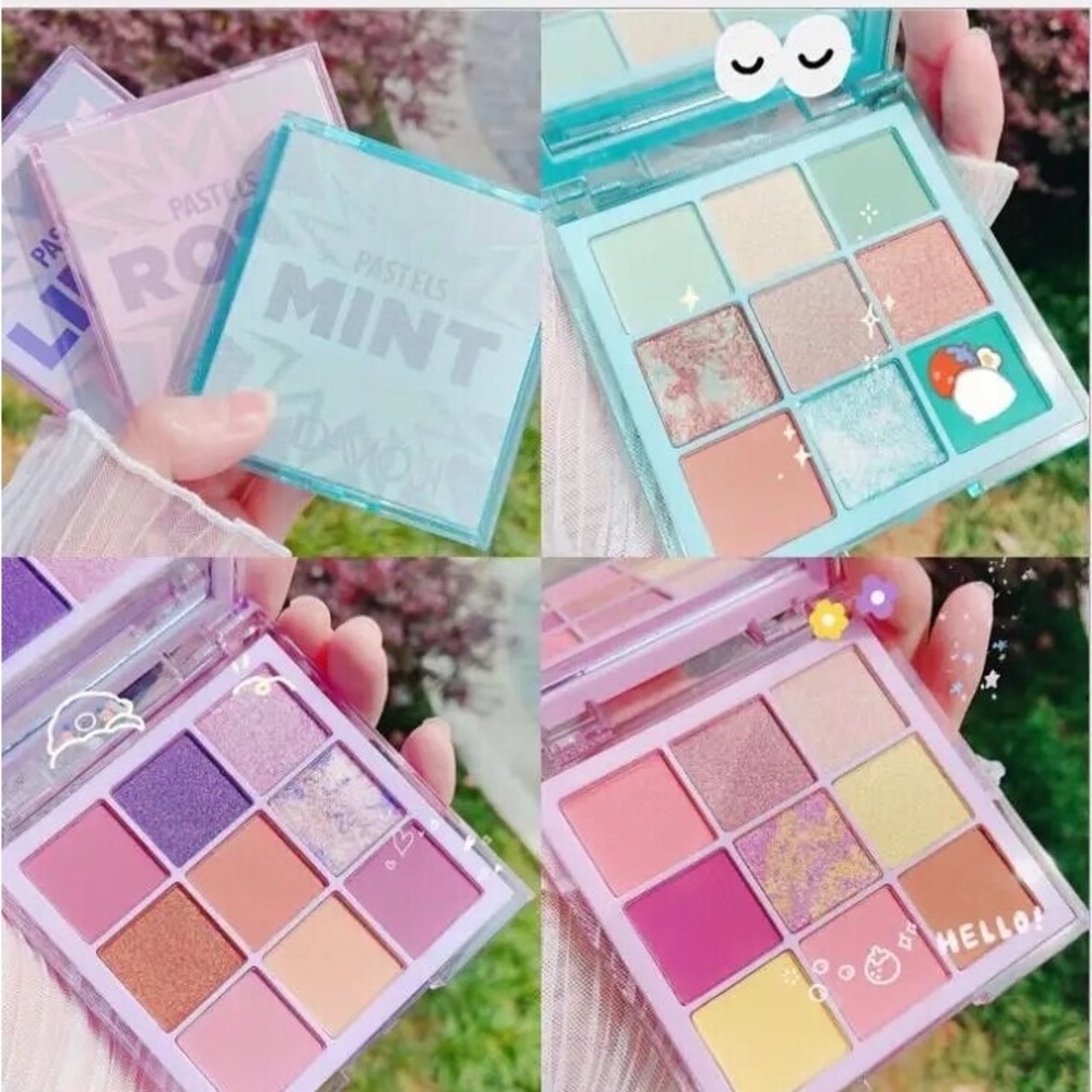 Eyeshadow palette mint rose lilac pink green purple NWT